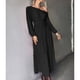 thumbnail image 4 of Vestido De Dama, Con Cinturón, Informal, Con Volantes, Dobladillo, Vestido Largo Para Mujer, Un Hombro, Color Puro, Dobladillo Ancho Para Ir De Compras ANGGREK Otros, 4 of 7