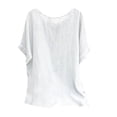 thumbnail image 4 of SDNall Linen T-Shirts for Women Fashion Summer Loose Solid T-Shirt Short Sleeve Casual Blouse Womens Summer Tops (White, Sizes S-XXL), 4 of 9