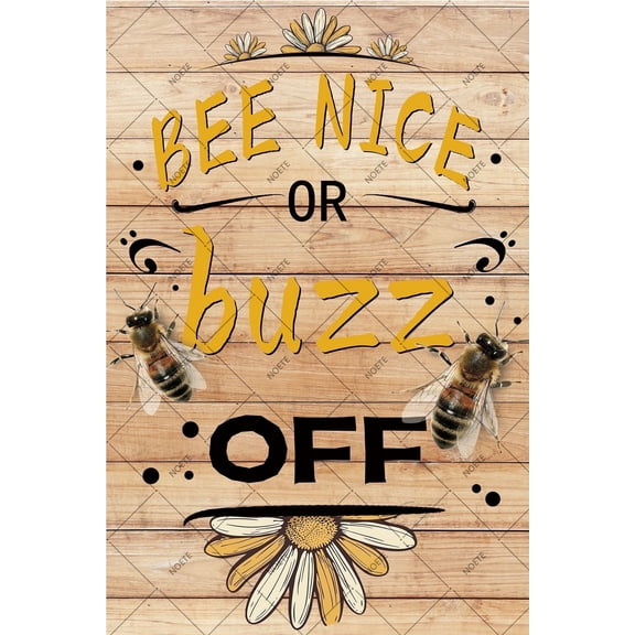 NOETE Bee Decor Metal Tin Sign Rustic Farmhouse Wall Art for Home, Kitchen, Living Room Inspirational Bee Decor Gift 12x16 Inch