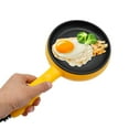thumbnail image 5 of Compact Electric Skillet, 15cm Round Yellow Pan with Long Handle, Max 356°F Temperature, For Dormitory and Office Use, 5 of 20