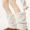 thumbnail image 3 of Women's Faux Fur Leg Warmers, Y2K Aesthetic Thickened Winter Leg Sleeves, Fluffy Knit Leg Accessories for Outfit Layering and Cold Weather - White, 3 of 7