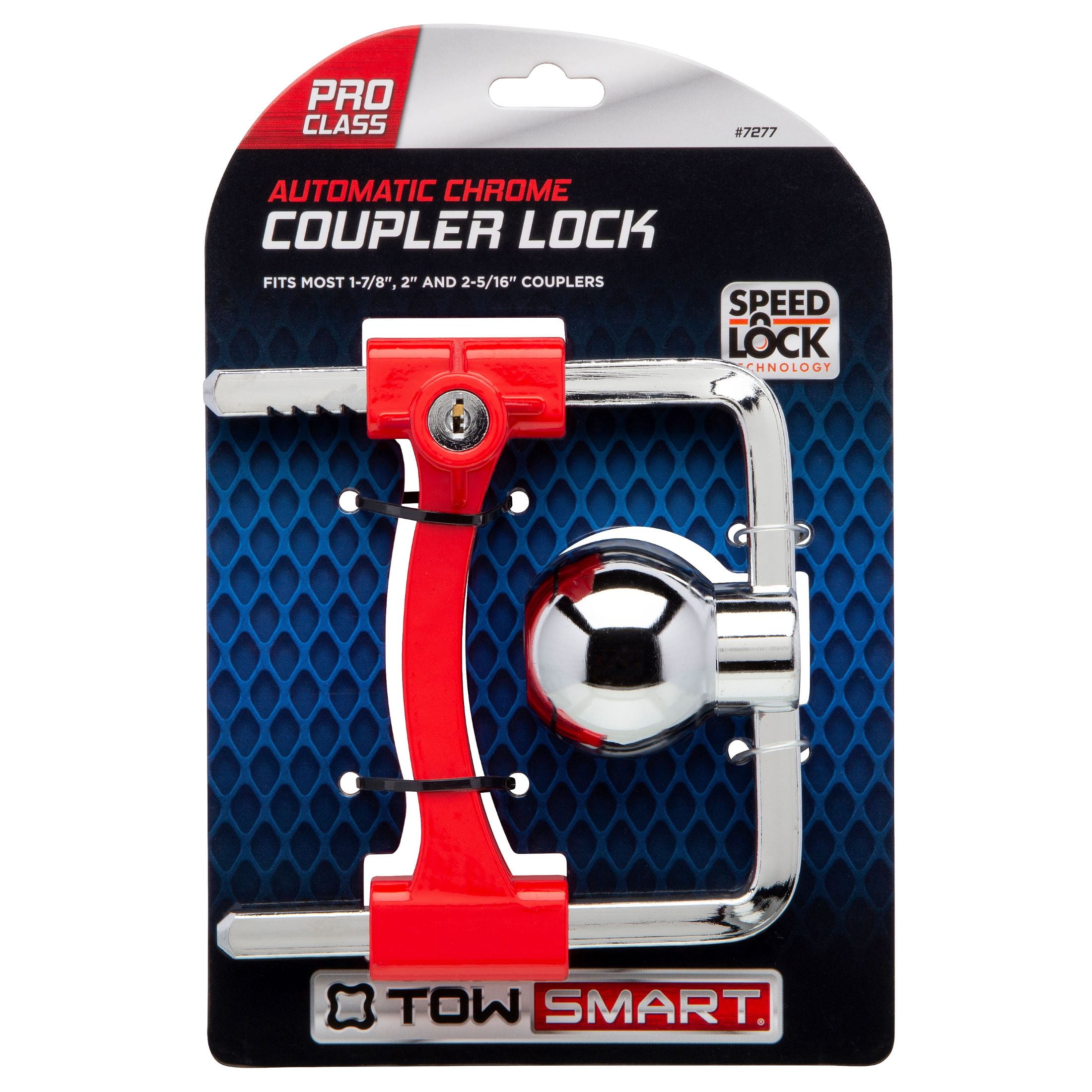 (3 pack) TowSmart 7277 Pro Class High Visibility Chrome Coupler Lock