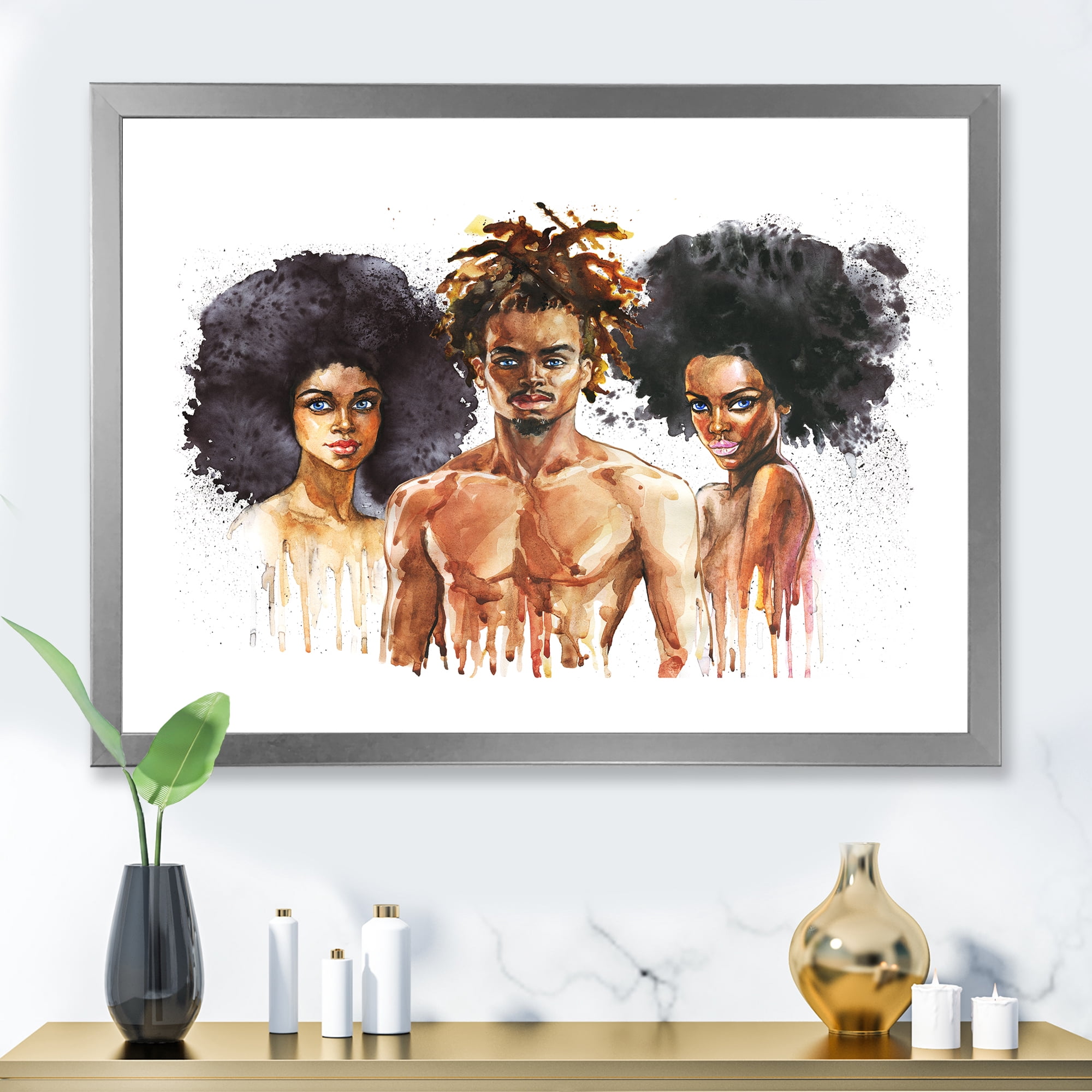 Designart 'Afro American Fashion Portraits' Glam Framed Art Print
