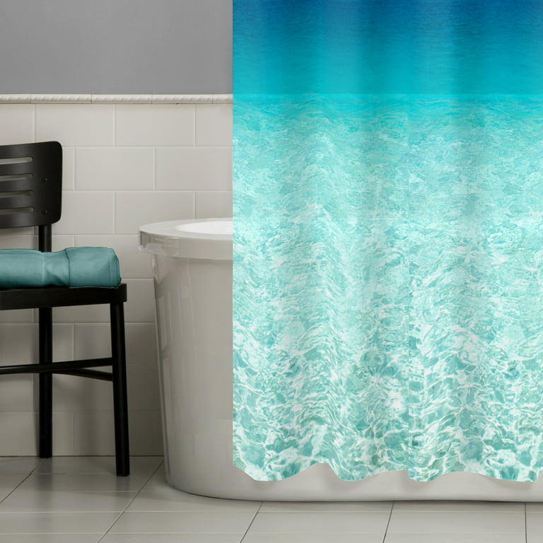 Ocean Blue PEVA Shower Curtain, 70 x 72, Zenna Home Escape