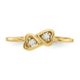 thumbnail image 4 of Solid 14k Yellow Gold Diamond heart Ring Band Size 8 (.05 cttw.), 4 of 6