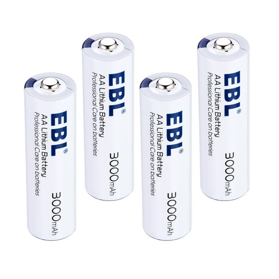 EBL Lithium AA Batteries with Storage Box 3000mAh 1.5V Long-lasting Double a Batteries, 4 Counts