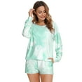 thumbnail image 3 of Uniexcosm Womens Long Sleeve Pajamas Set 2 Piece Pjs Tie Dye Sleepwear with Shorts, 3 of 10