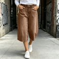 thumbnail image 5 of Raeneomay Women's and Women's Plus Button Front Bermuda Shorts Mid Rise Straight Leg Denim Shorts with Pockets for Summer, 5 of 6