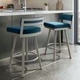 thumbnail image 5 of Amisco Travis 26 In. Swivel Counter Stool - Dark Blue Velvet / Grey Metal, 5 of 9