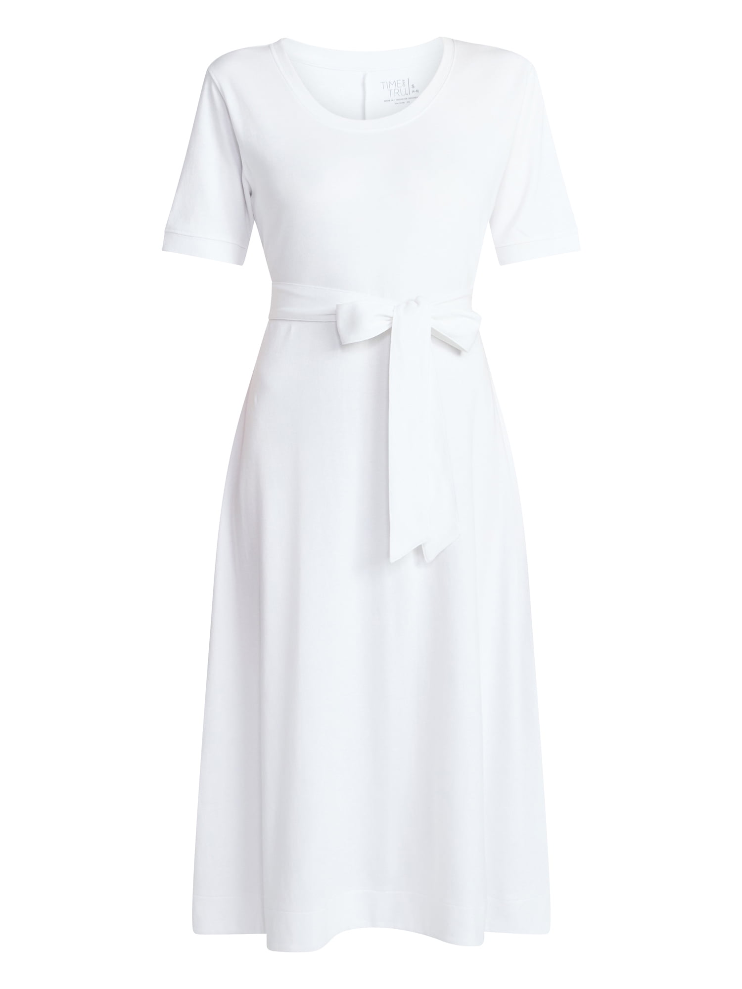Time and Tru Women's Knit Midi Dress with Tie Belt, Sizes XS-XXXL