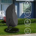 thumbnail image 2 of Funda para silla colgante 190 x 115 cm 210D Oxford Ripstop Funda protectora con cordón Funda impermeable para muebles de jardín a prueba de viento (Negro), 2 of 5