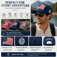 thumbnail image 6 of KuKeDi American Flag Hat for Men Women, 3 Pack Washed Cotton Baseball Cap with Embroidered USA Flag Patch, Adjustable Dad Hat for Outdoor Travel and Daily Wear, 6 of 8