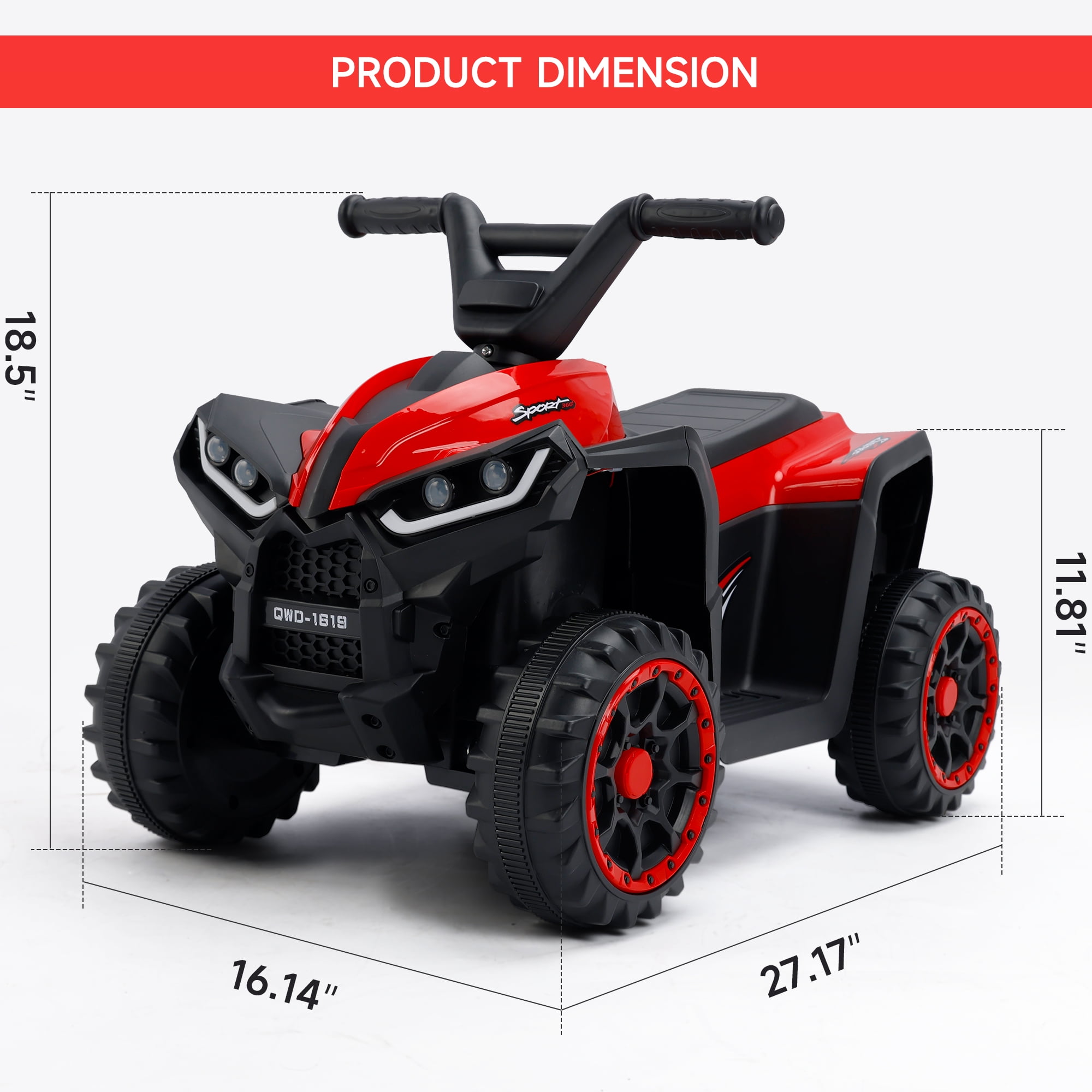 Bruce&Shark Toy Car 12V Ride On Atv For Kids Off-Road 4 Wheeler Quad Children Mountain Dirt Electric Car