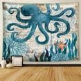 thumbnail image 1 of Tapiz para colgar en la pared con mapa náutico con forma de pulpo y océano, 130 x 150 cm, 1 of 1