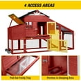 thumbnail image 3 of Aivituvin Mobile Chicken Coop with Run, Large Wooden Hen House Poultry Cage with Wheels, Nesting Box, Pull-Out Tray, Waterproof Roof, Red, 3 of 9