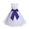 thumbnail image 3 of Ekidsbridal Satin White Cadbury Tulle Rattail Flower Girl Dress Junior Bridesmaid Dance Recital Wedding Beauty Pageant Princess 829S M, 3 of 3