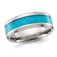 thumbnail image 1 of Mens Stainless Steel Band Ring with Turquoise Inlay (8mm), 1 of 5