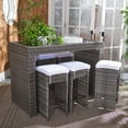 thumbnail image 2 of SAFAVIEH Horus Outdoor Patio 7 Piece Bar Dining Set, Grey Brown/White, 2 of 12