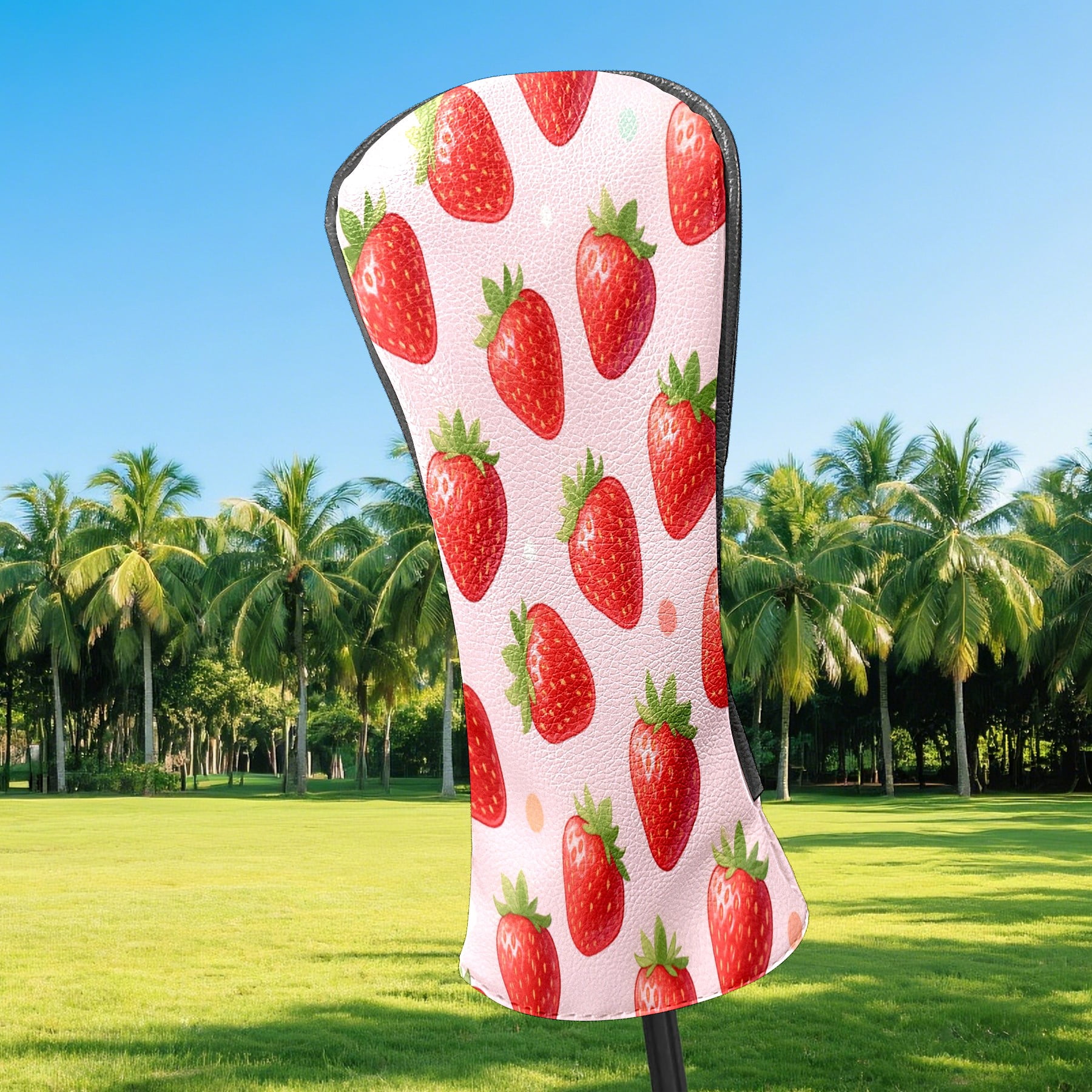 Golf Club Head Cover Waterproof Leather Golf Accessories HeadCovers Set Driver Headcover for Women Men Strawberry Sweet