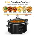 thumbnail image 4 of SUNVIVI Small Slow Cooker 4QT, Mini Food Warmer with 3 Heating Settings, Removable Ceramic Pot, Dishwasher Safe Glass Lid, Stainless Steel, 4 of 8