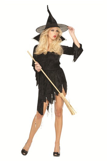 Girls Child Colorful Tatter Witchy Queen Witch Dress Costume W/ Hat 