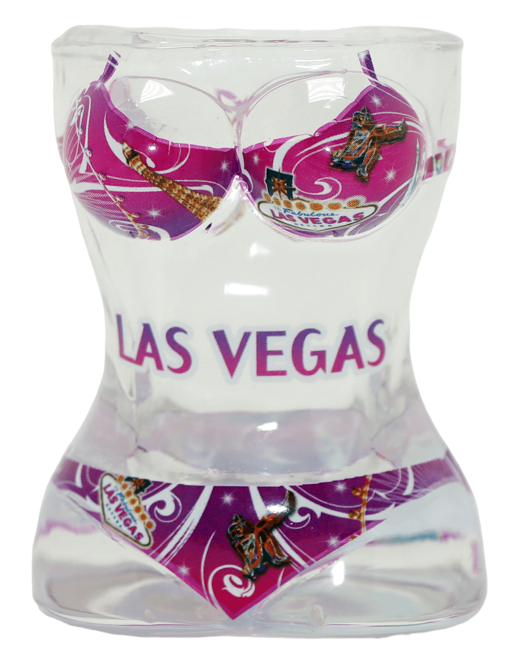 Las Vegas Nevada Pink White Full Body Bikini 3D Shot Glass - Novelty Collector Item, 2.25" Tall, Fun Gift Idea