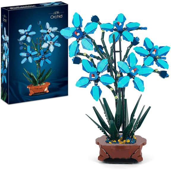 Honchoes Orchid Artifical Flower Building Set Compatible with Lego Flowers Botanicals Home Decor for Adults 1097 Pcs