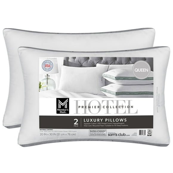 Member's Mark 2-Pack Hotel Premier Collection Down Alternative Bed Pillows, Assorted Sizes