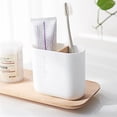thumbnail image 2 of YSTINNG Toothbrush Holders Bamboo Electric Toothbrush Holder Bathroom Storage Organizer Countertop for Toothpaste, Floss, Razor, 2 Pack White DYF329-1692, 2 of 6