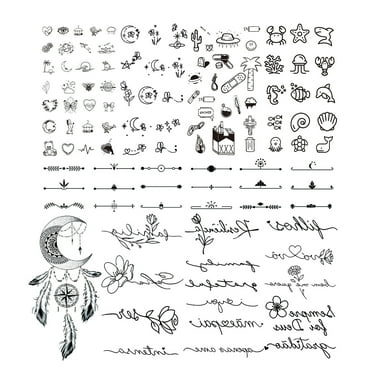 Small Temporary Tattoos 9 Sheets Realistic Fake Tattoos For Men Women Tatoo Moon Stars Flowers Conch For Arms Fingers Collarbones Calves Ankles