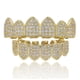 thumbnail image 1 of Parrillas de diamante para sus dientes para hombres y mujeres, chapadas en oro, con macro pavé de circonita cúbica, parrilla bucal con barras de moldeo adicionales incluidas, 1 of 5