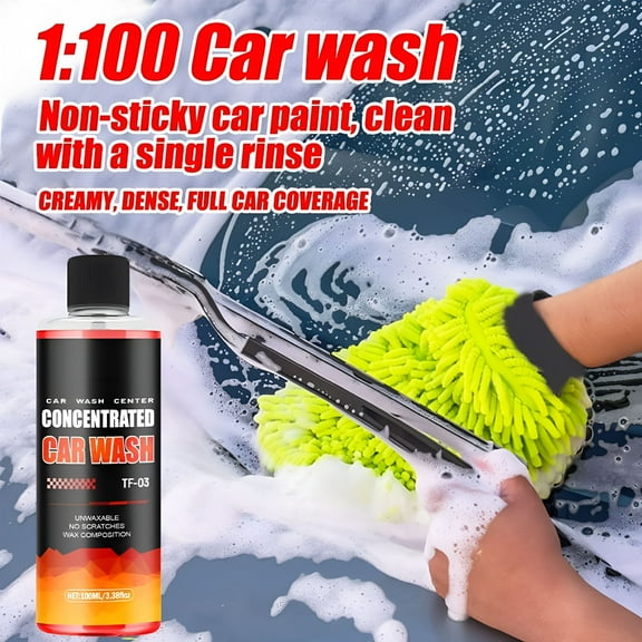 RAGUPEL Car Wash Liquid, Water Wax Detergent, High Foam Cleaning, Stain Removal for White and Black Cars, Car Wax Water, 100ml, Vehicle Care | Plastic, Multicolor