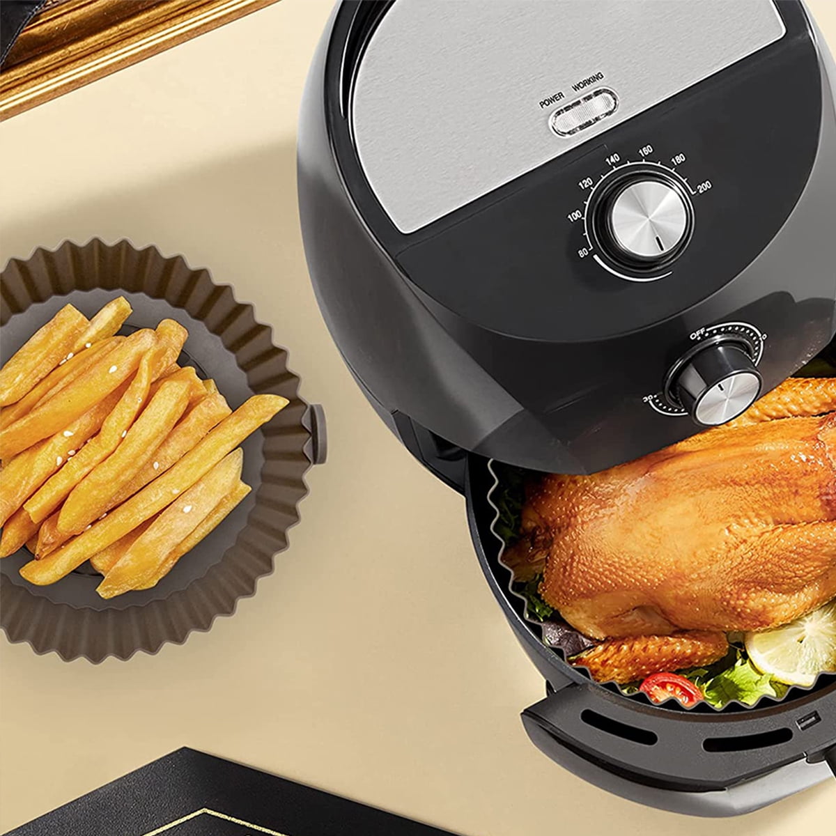 Reusable Air Fryer Liners – 7.5-Inch or 8.5-Inch, Food-Grade & Non-Stick  Silicone, Air Fryer Accessories For NINJA, INSTANT POT, GOURMIA, POWER XL,  CHEFMAN, DASH AND MORE