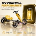 thumbnail image 4 of Holaki 12V Electric Go Kart for Kids, Battery Powered Ride on Toy with Adjustable Seat, Music, LED Lights, EVA Wheels & Forward/Reverse Driving, Yellow, Ages 3-6, 4 of 10
