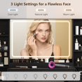 thumbnail image 4 of FANRAL Curved Wood Vanity with LED Frame Mirror,Built-in Power Outlet & 8 Drawers,Open Shelves Dressing Table with Large Storage for Bedroom,Black Vanity, 4 of 9