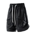 thumbnail image 2 of JUUYY Mens Cargo Shorts Lightweight Cotton Stretch Hiking Shorts Drawstring Loose Gym Casual Elastic Waist Shorts with Multi-Pockets Black XXXXL, 2 of 8