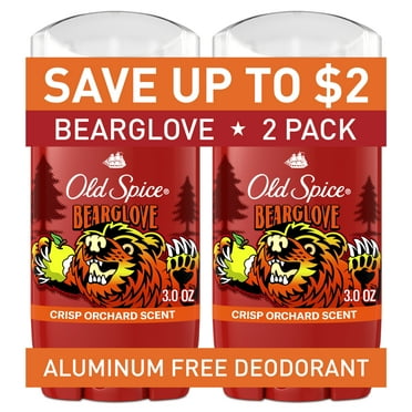 Old Spice Aluminum Free Deodorant for Men, 24/7 Freshness, Bearglove- Crisp Orchard Scent, 3oz Twin Pack