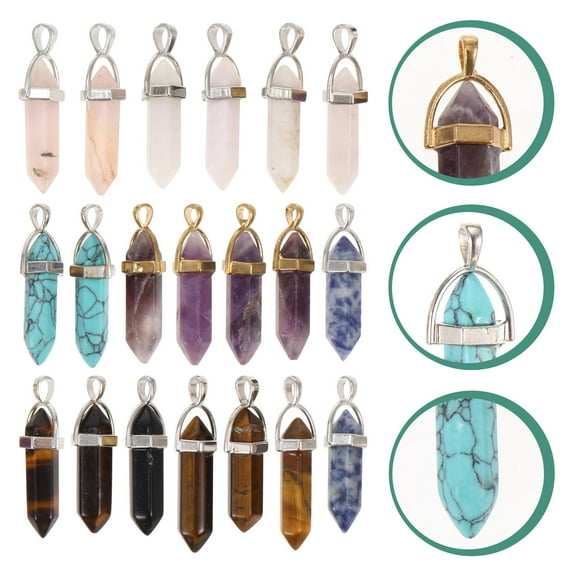 KALLORY 20 Pieces Hexagonal Shape Crystal Pendants for Jewelry Making Supplies in Assorted Colors