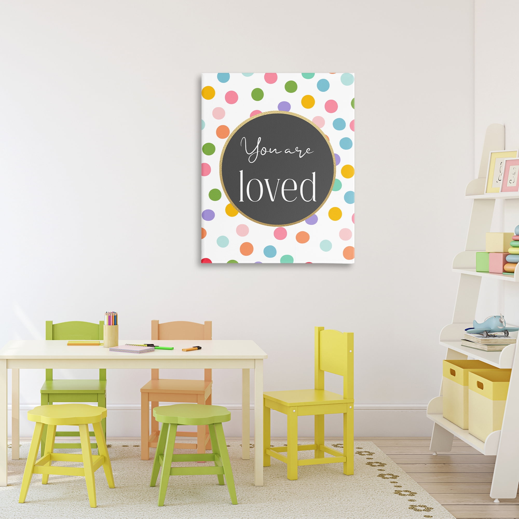 Stupell Industries You Are Loved Polka Dots Canvas Wall Art, design by Christine Simpson Art