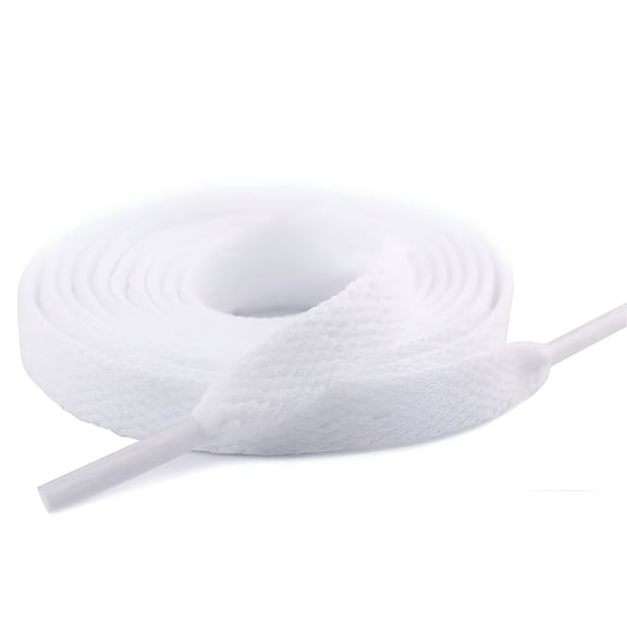 TUWAFE 2 Pair Flat Shoe Laces Shoelaces for Athletic Running Sneakers Shoes Boot Strings-White 39.3Inch/122Cm