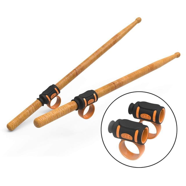 pitrice Drum Stick Control Clip Drumsticks Drumstick Drummer Practice Stick Rotating Control Control Aid Auxiliary Hand Grip Loop Orange