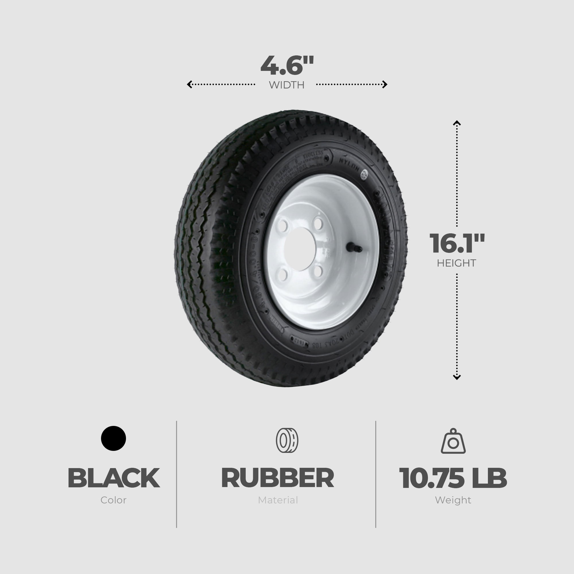 Kenda Loadstar 480/400-8 LRB Trailer Tire, 4-Hole Spoke Wheel