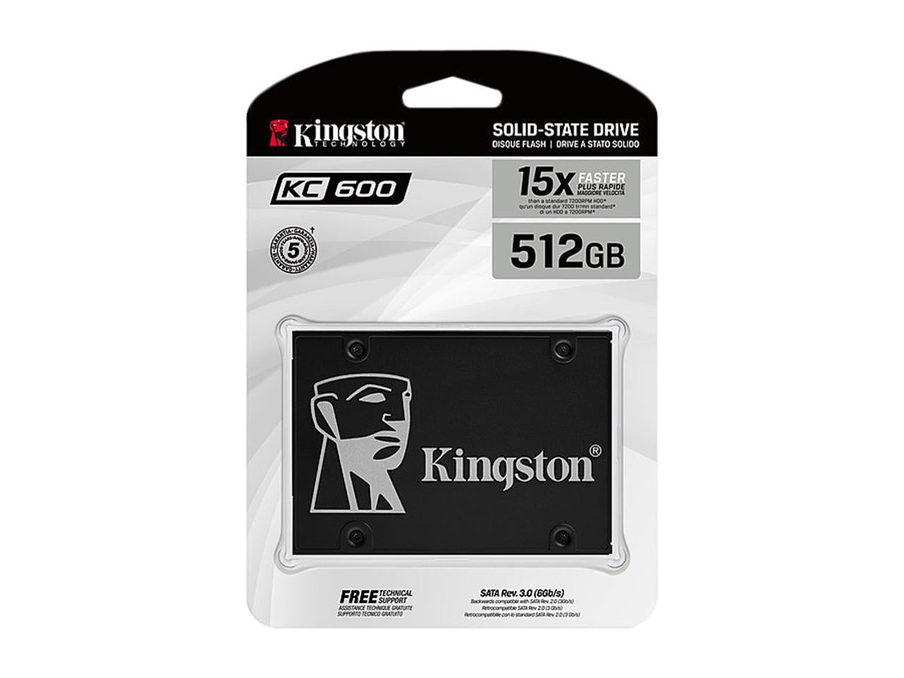 Kingston KC600 512 GB Solid State Drive - 2.5" Internal - SATA (SATA/600) - Desktop PC, Notebook Device Supported - 300 TB TBW - 550 MB/s Maximum Read Transfer Rate - 256-bit AES-XTS Encryption Sta...
