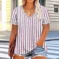 thumbnail image 4 of Rciityk Short Sleeve Shirts for Women Summer V Neck Oversized Tshirts Casual Loose Fits Floral Printed Tunic Tops, 4 of 6