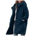 thumbnail image 4 of Women Fall Jacket Solid Wool Coat Fashion Long Sleeve Lapel Singel Breasted Trench With Pocket Outwears Coat, 4 of 6