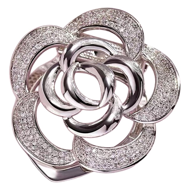 Brooch Pin Flower Twist Shape Sparkling Rhinestones Imitation Pearls Decor Scarf Buckle Sweaters Collars Hats Bags Coats Scarves Accessory
