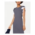 thumbnail image 3 of MAISON JULES Womens Navy Striped Jewel Neck Above The Knee Shift Dress M, 3 of 4