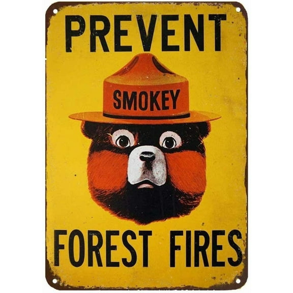 Smokey Bear Prevent Forest Fires Outdoors Metal Tin Sign Wall Decor Retro Metal Signs 8x12 Inch