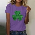 thumbnail image 2 of Puntoco Plus Size Tops St. Patrick Day Shirt Women: Green Shamrock Tee Clover Vintage Tee Top Four Leaf Retro T Shirts Purple S(S), 2 of 4