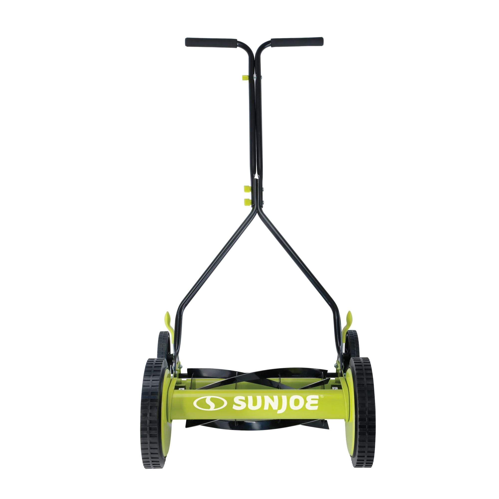 Sun Joe Manual Push Reel Lawn Mower with Quad Wheel, Adjustable Yard Grass Cutter, 14-Inch
